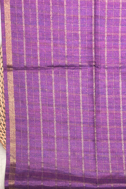 Matka Tussar Silk- Purple Dual Tone with Gold-MBSP08