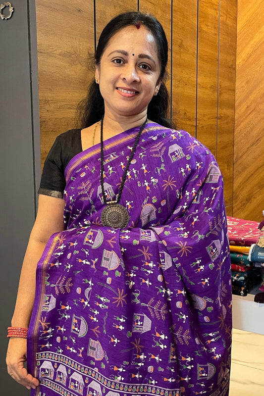 Warli Printed Silk | PPS13 - Manju Boutique