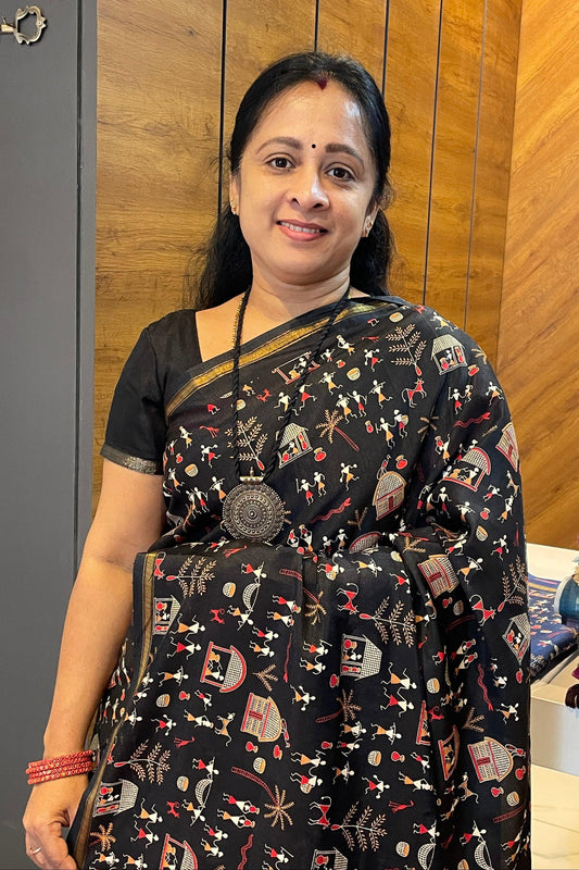 Warli Printed Silk | PPS07 - Manju Boutique