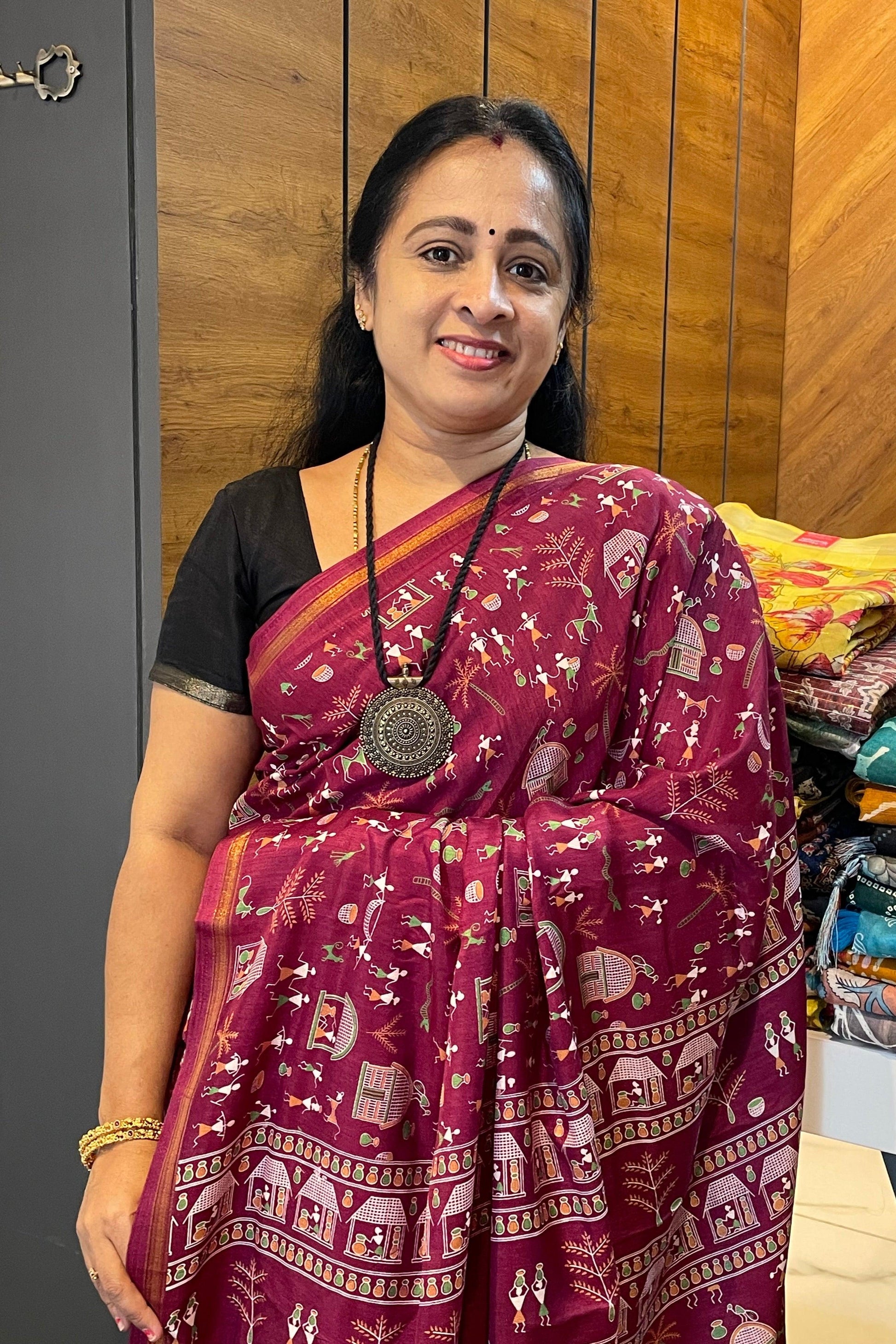Warli Printed Silk | PPS11 - Manju Boutique