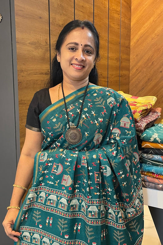 Warli Printed Silk | PPS10 - Manju Boutique