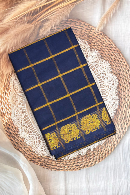 Madurai  Sungudi Cotton Sarees | Navy Blue | SC09