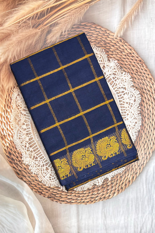 Madurai  Sungudi Cotton Sarees | Navy Blue | SC09