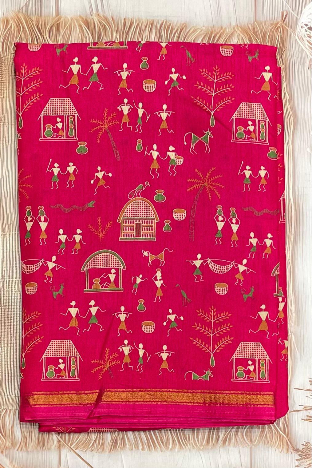 Warli Printed Silk | PPS08 - Manju Boutique