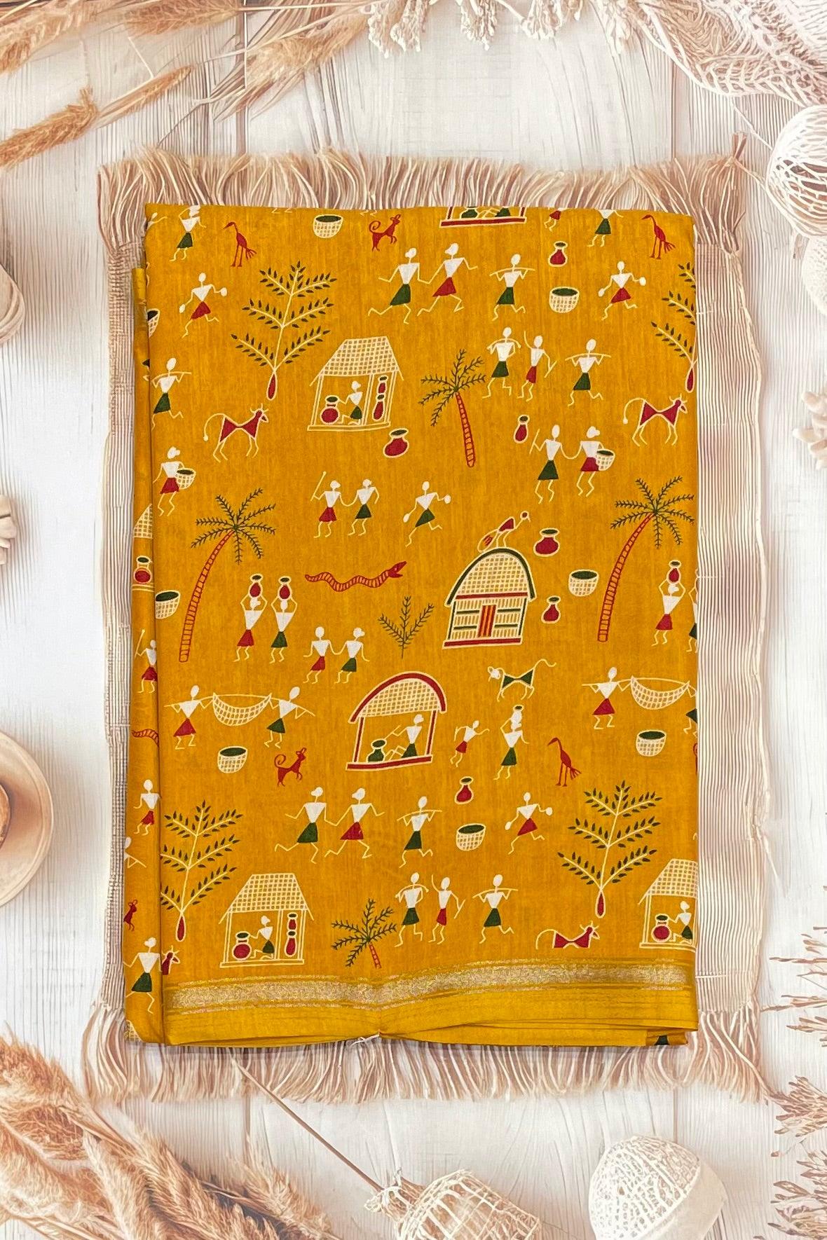Warli Printed Silk | PPS12 - Manju Boutique