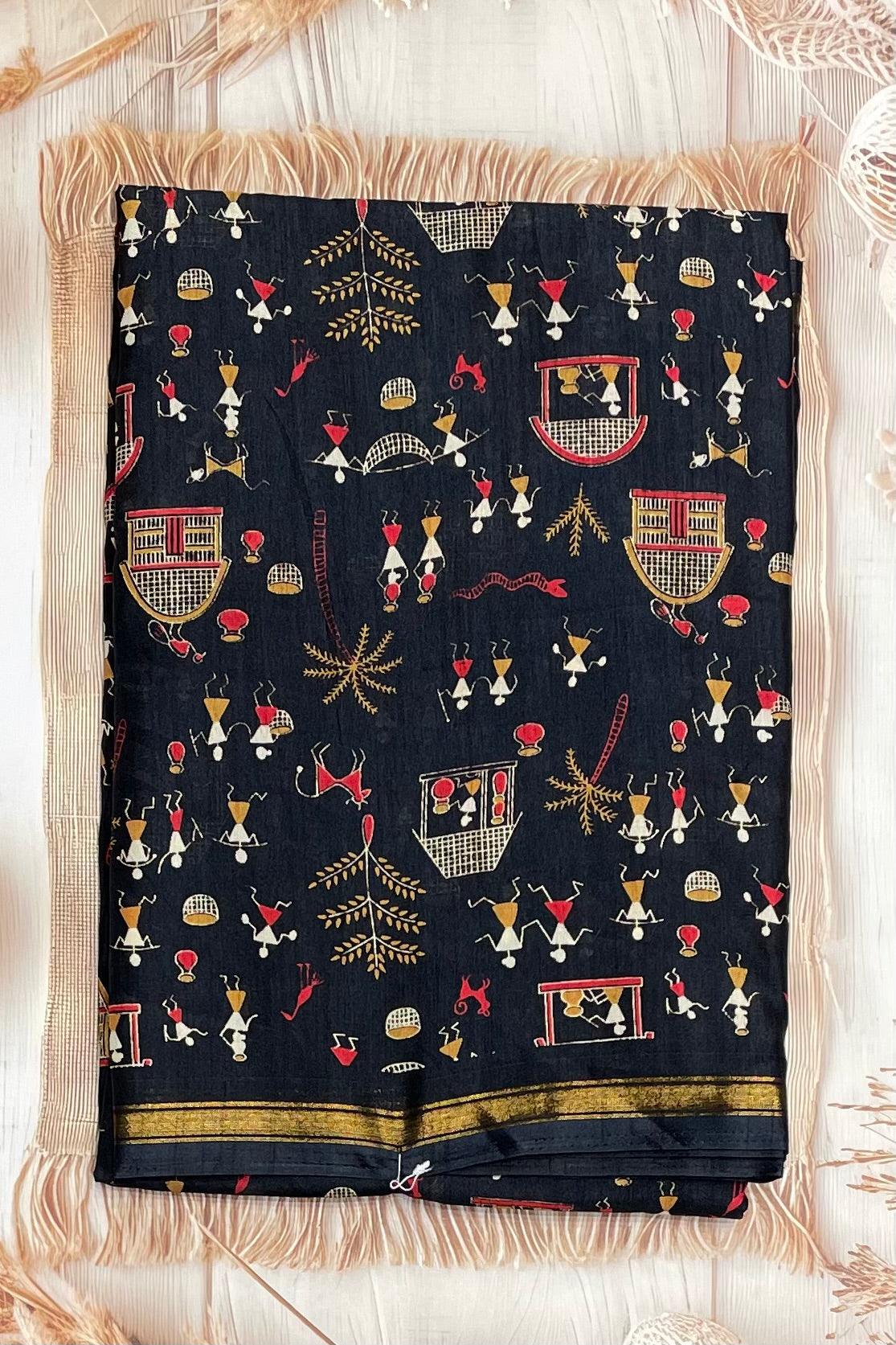 Warli Printed Silk | PPS07 - Manju Boutique