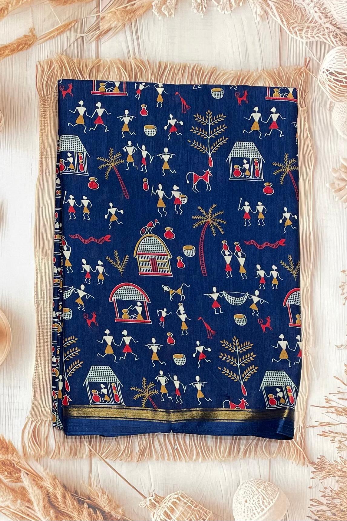 Warli Printed Silk | PPS09 - Manju Boutique