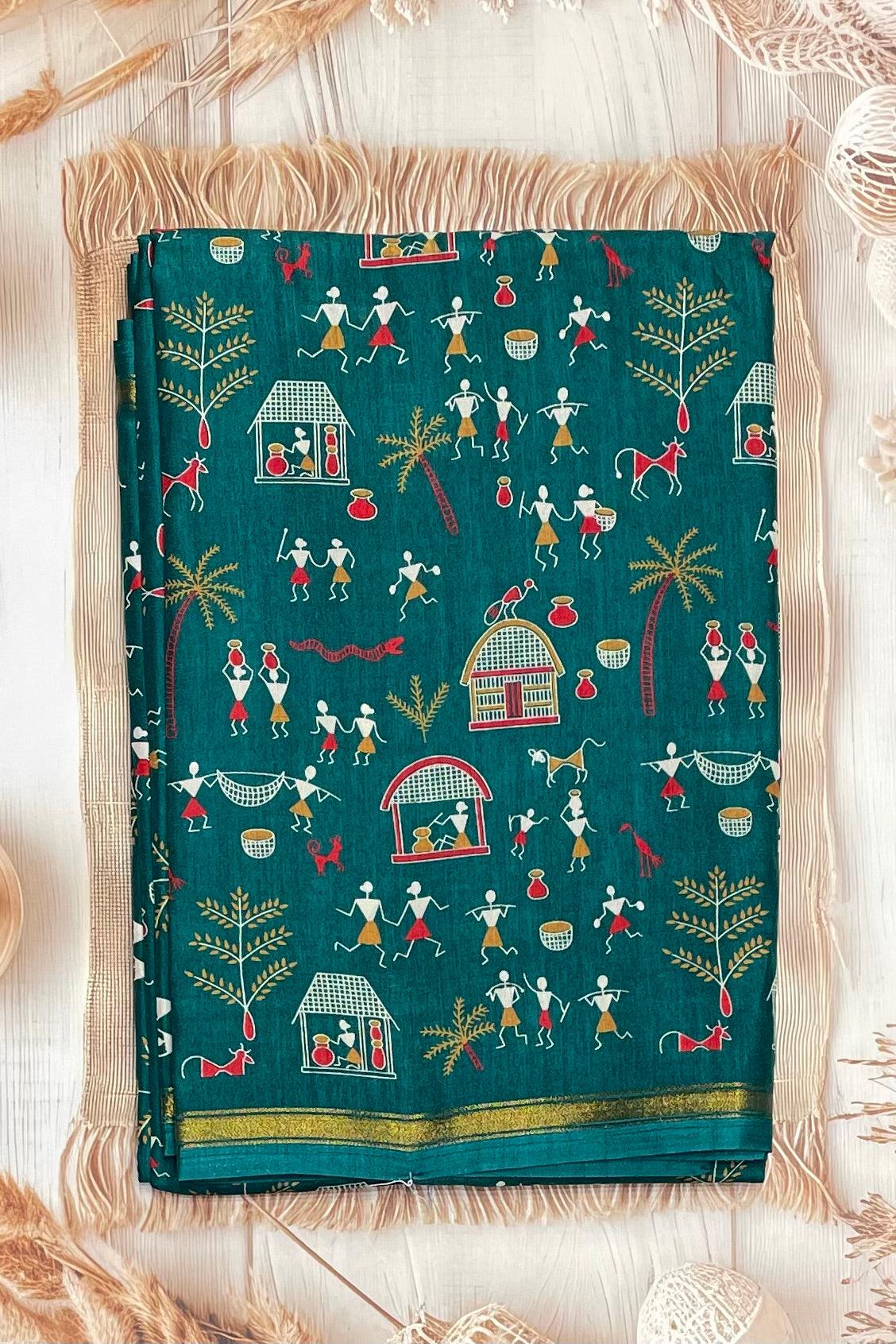 Warli Printed Silk | PPS10 - Manju Boutique