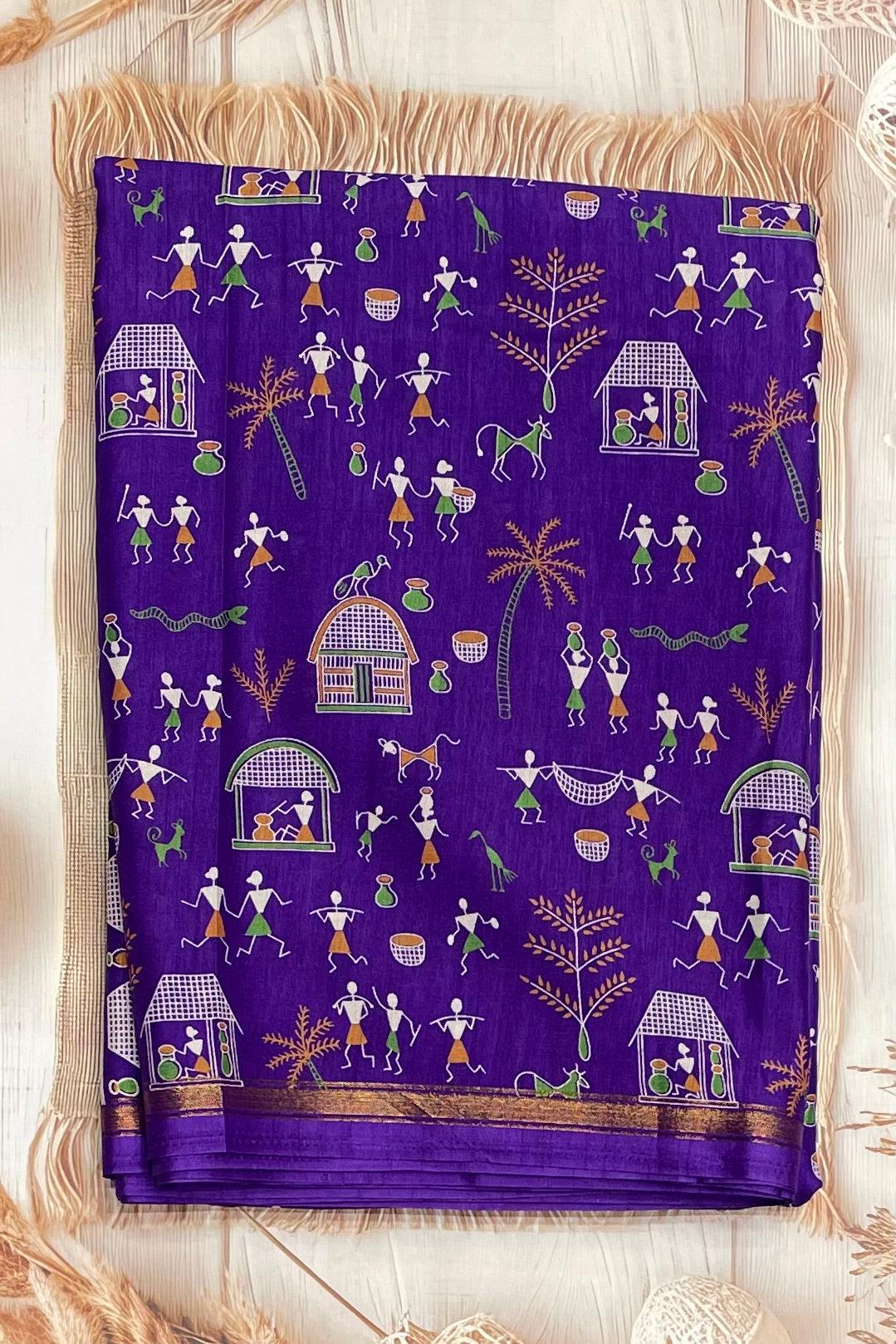 Warli Printed Silk | PPS13 - Manju Boutique