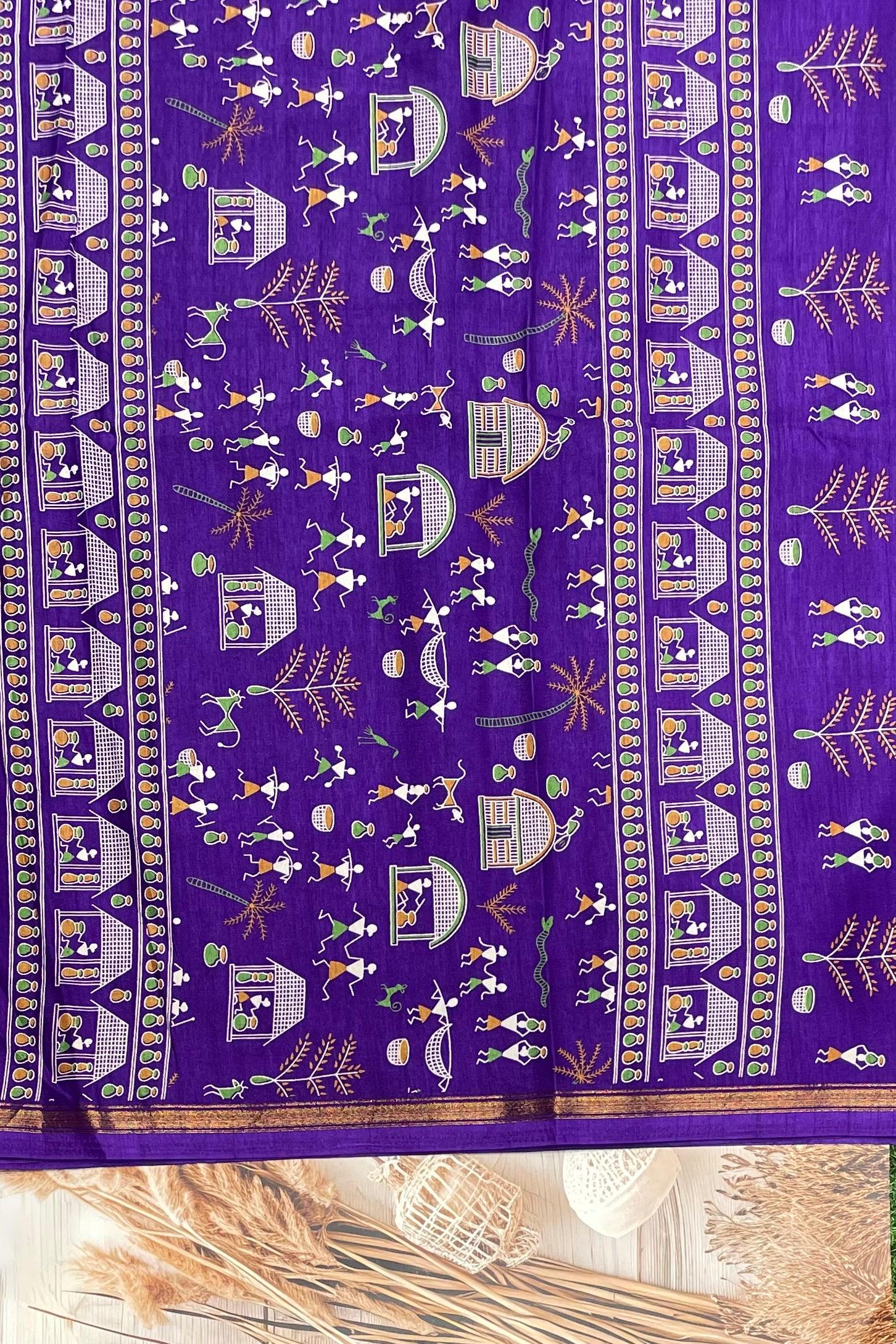 Warli Printed Silk | PPS13 - Manju Boutique