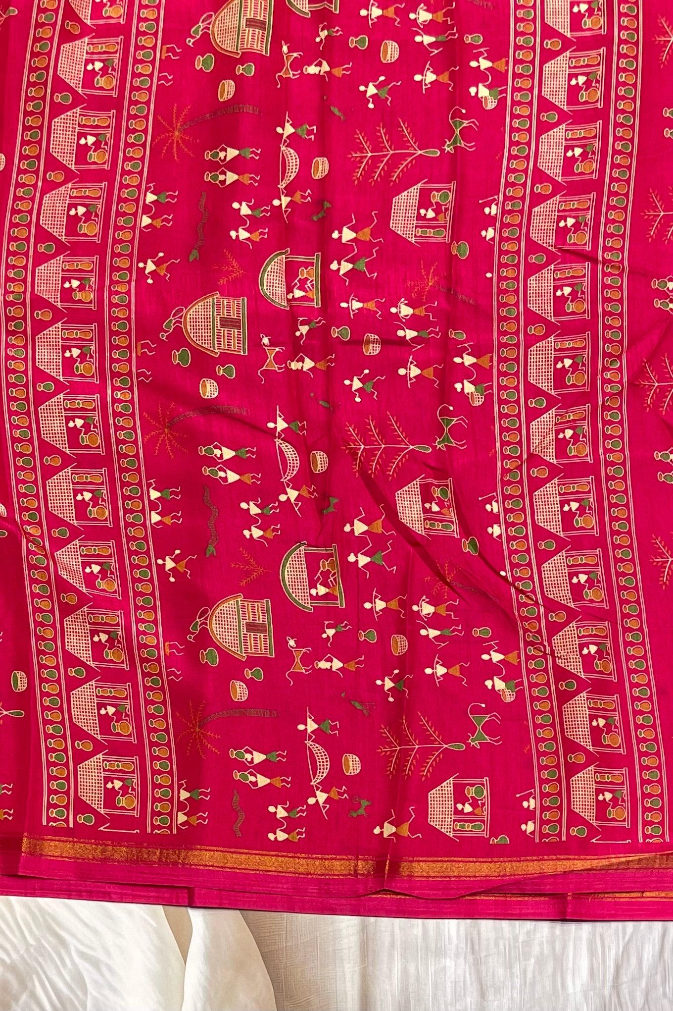 Warli Printed Silk | PPS08 - Manju Boutique
