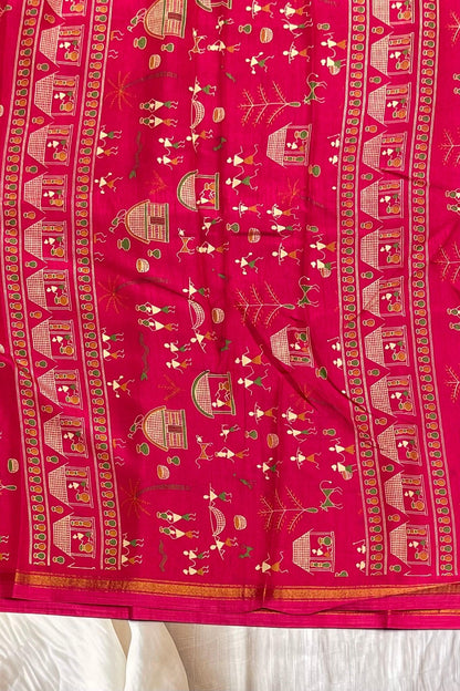 Warli Printed Silk | PPS08 - Manju Boutique