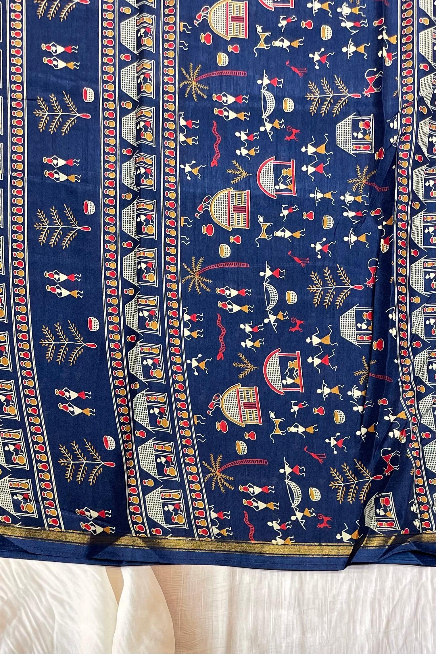 Warli Printed Silk | PPS09 - Manju Boutique