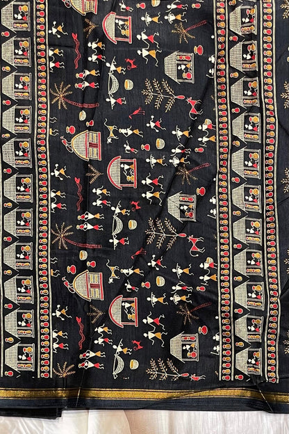Warli Printed Silk | PPS07 - Manju Boutique