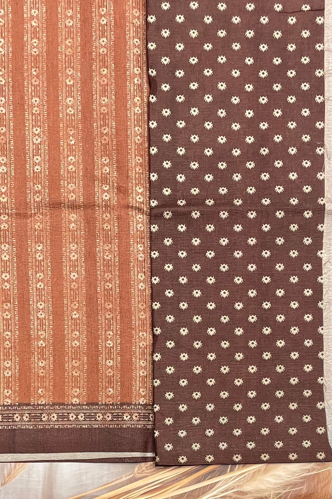 Printed Semi Tussar Silk-Dark Choclate | MBCC21