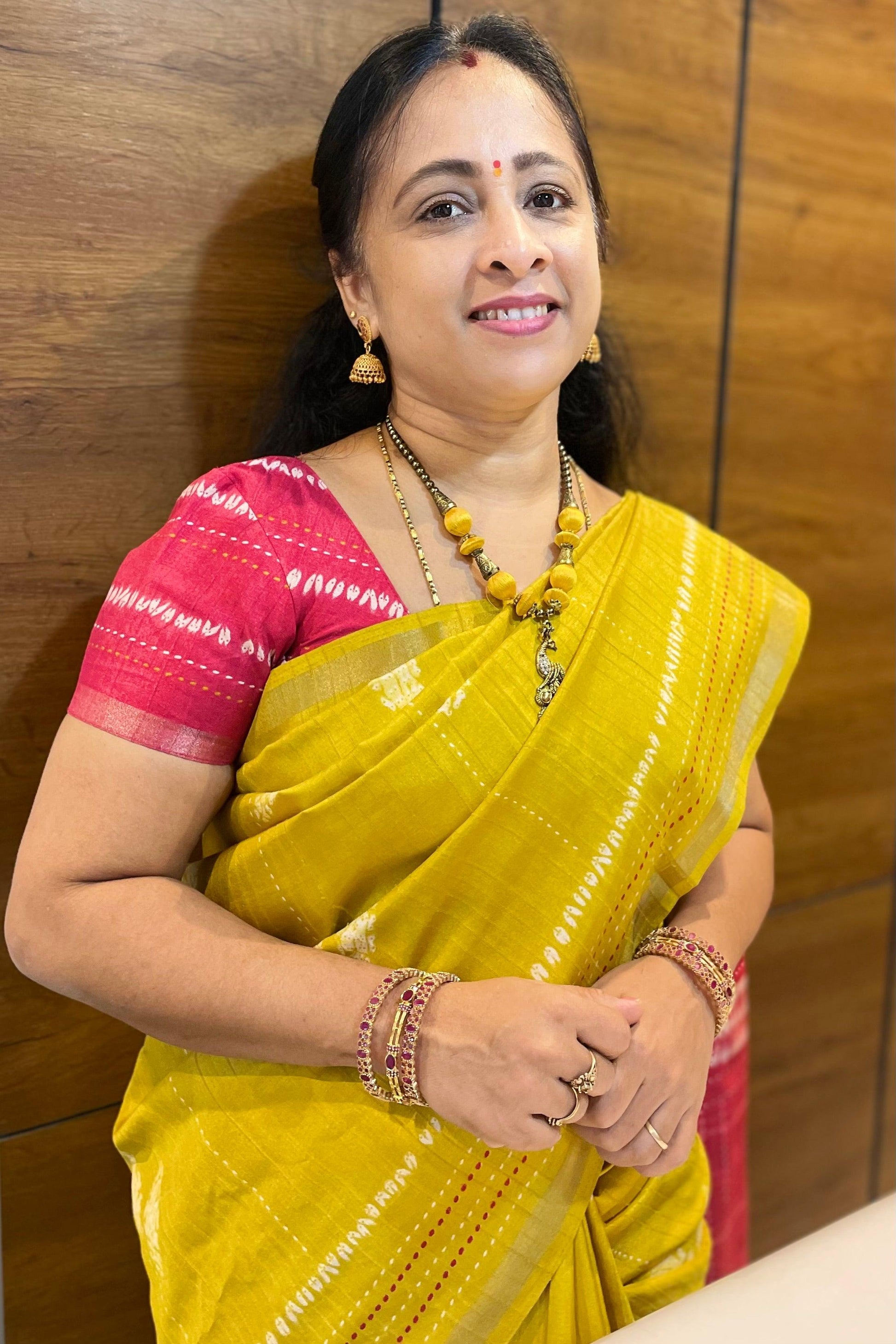 Mustard Yellow Semi Tussar Silk- MBSP01 - Manju Boutique