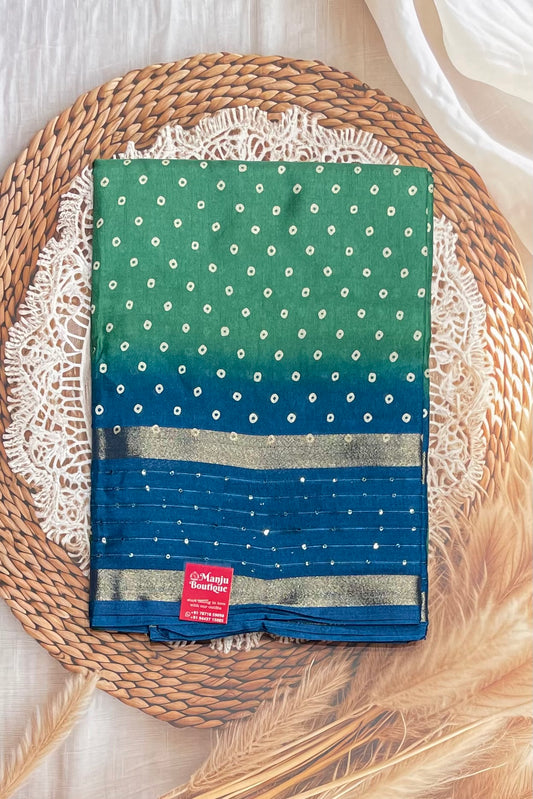 Premium Sequins Dola Silk Saree in Apple Green – Elegant, Lightweight, and Shimmering Design | Manju Boutique