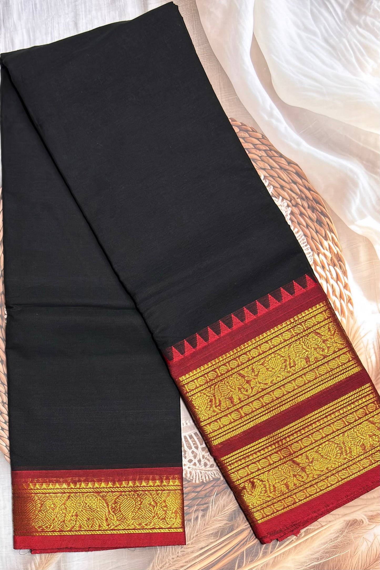 Meenakshi -Kanchi Cotton | Mustard With Black| MCK13