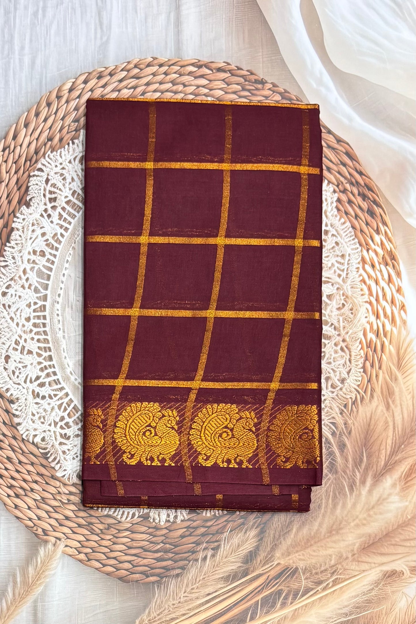 Madurai  Sungudi Cotton Sarees | Maroon | SC03