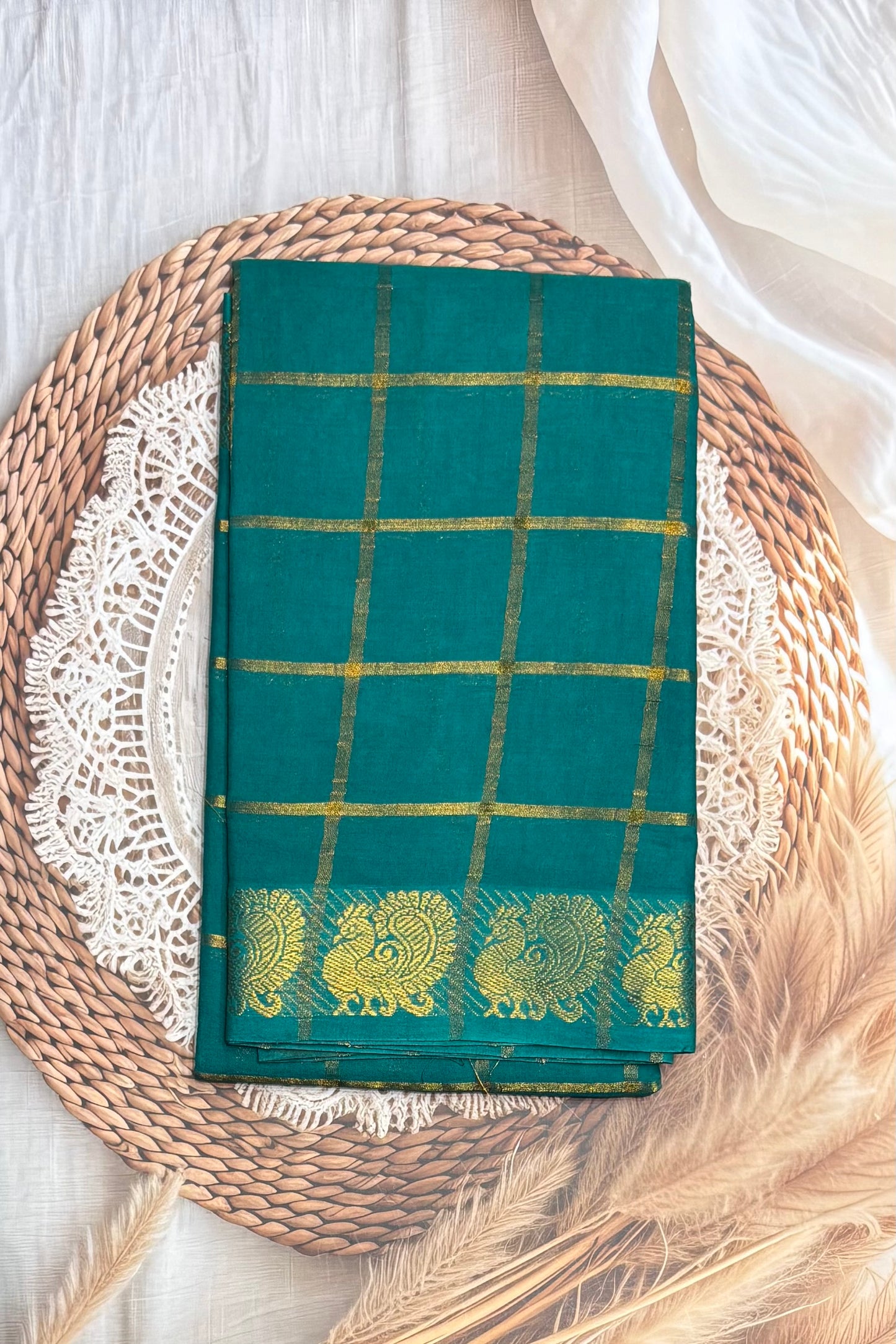 Madurai  Sungudi Cotton Sarees | Rama Green | SC10