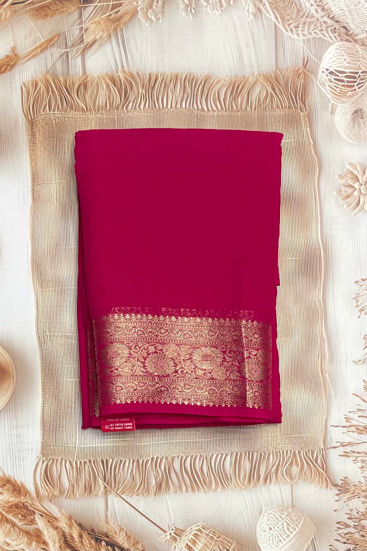 Kumkum Pink Premium Georgette Saree with Elegant Zari Border – MBPG09 | Manju Boutique