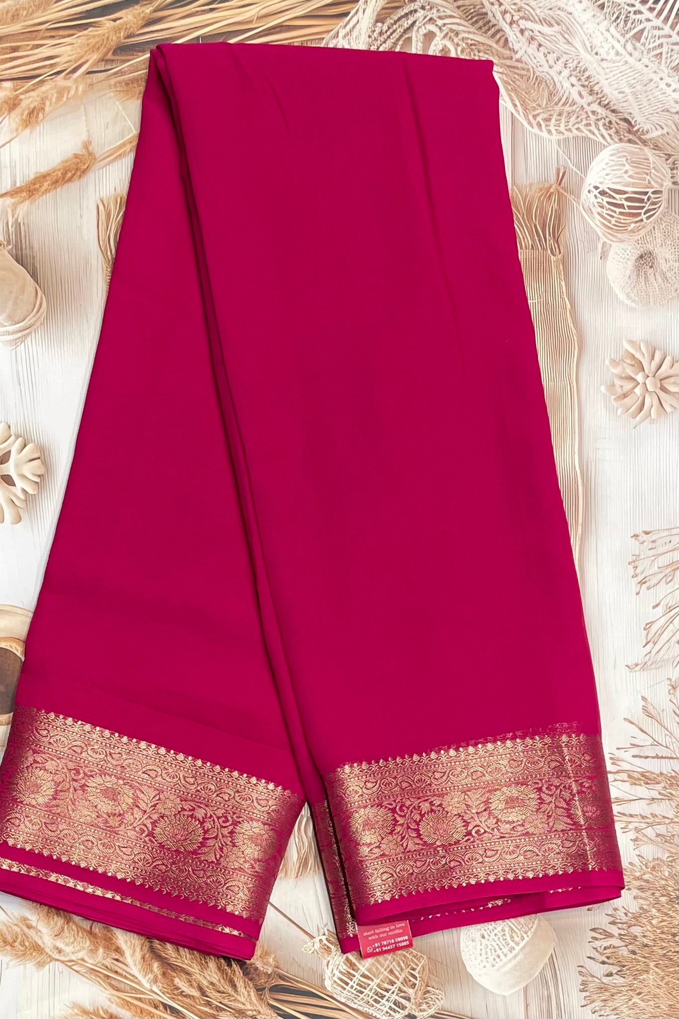 Kumkum Pink Premium Georgette Saree with Elegant Zari Border – MBPG09 | Manju Boutique