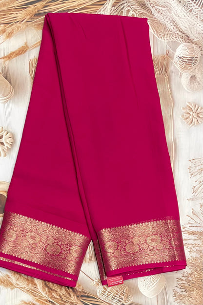 Kumkum Pink Premium Georgette Saree with Elegant Zari Border – MBPG09 | Manju Boutique