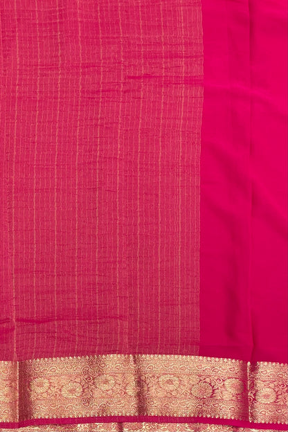 Kumkum Pink Premium Georgette Saree with Elegant Zari Border – MBPG09 | Manju Boutique