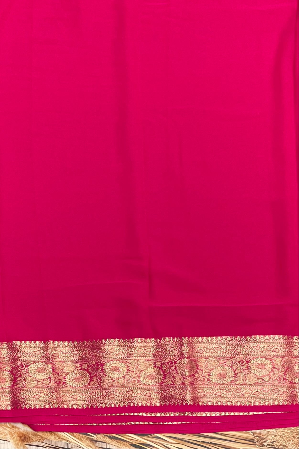 Kumkum Pink Premium Georgette Saree with Elegant Zari Border – MBPG09 | Manju Boutique