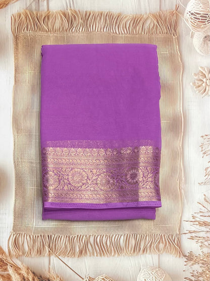 Lavender Pink Premium Georgette Saree with Elegant Zari Border – MBPG09

