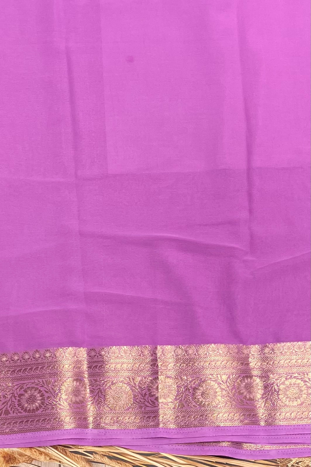 Lavender Pink Premium Georgette Saree with Elegant Zari Border – MBPG09

