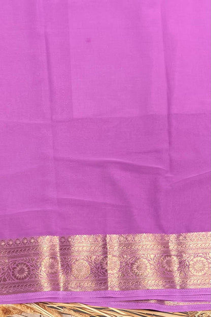Lavender Pink Premium Georgette Saree with Elegant Zari Border – MBPG09

