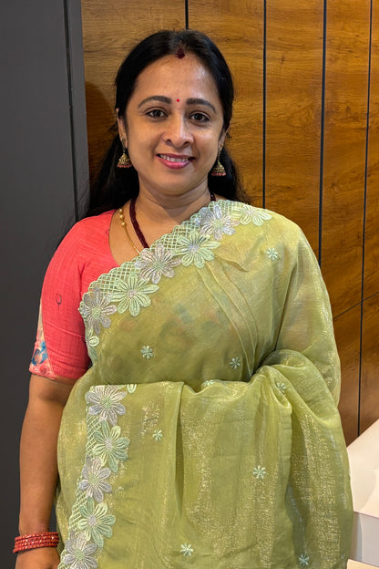 Cutwork Designer Saree| MCW04 |Apple Green