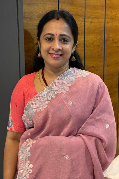 Cutwork Designer Saree| MCW05 | Onion Pink