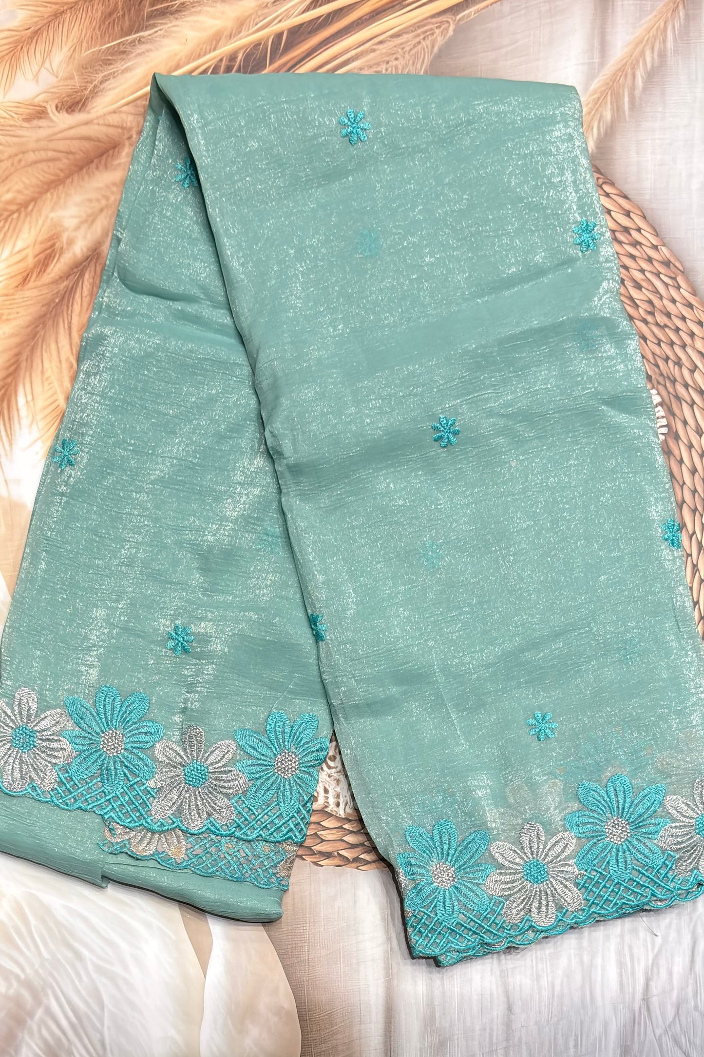 Cutwork Designer Saree| MCW02| Ice Blue