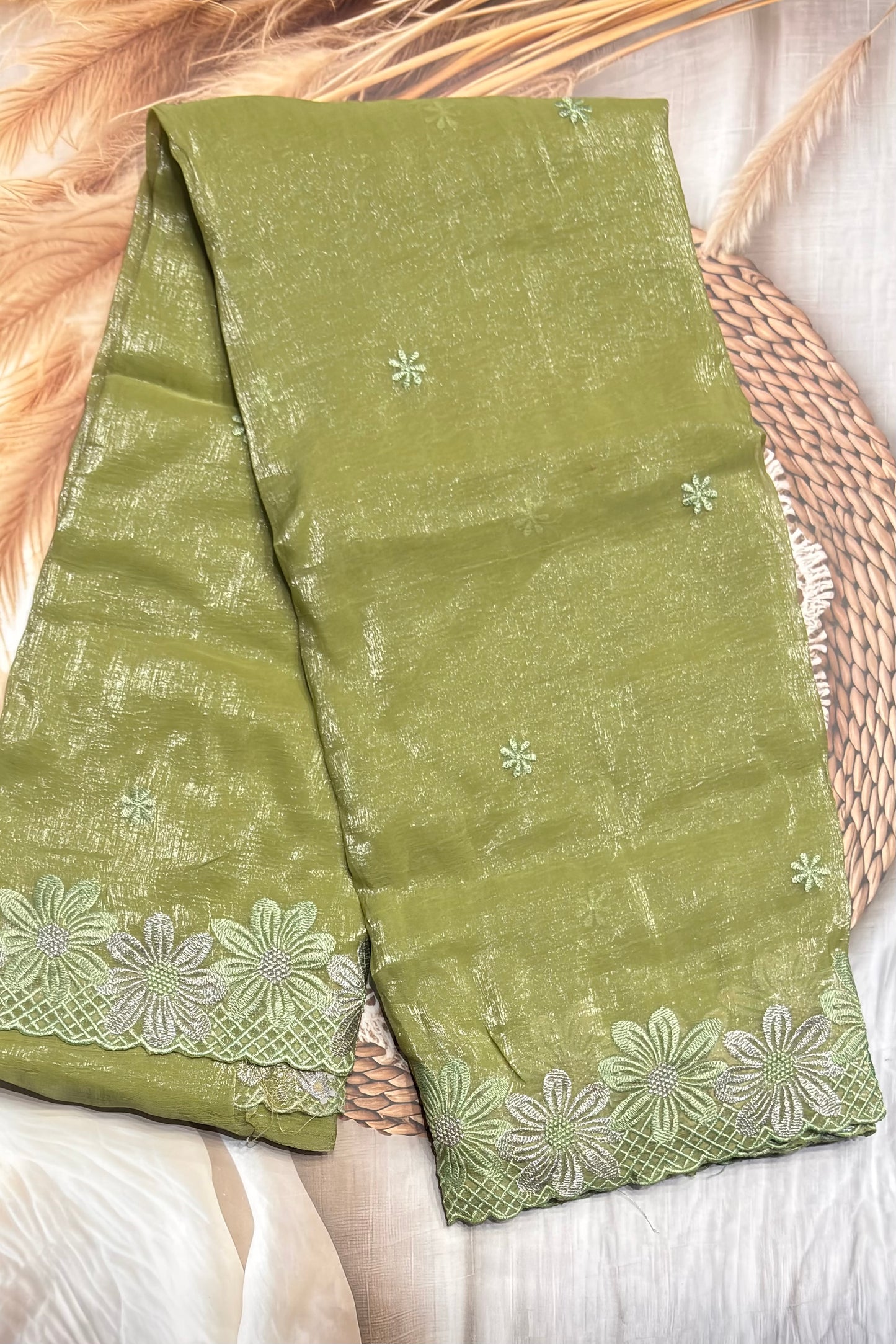 Cutwork Designer Saree| MCW04 |Apple Green