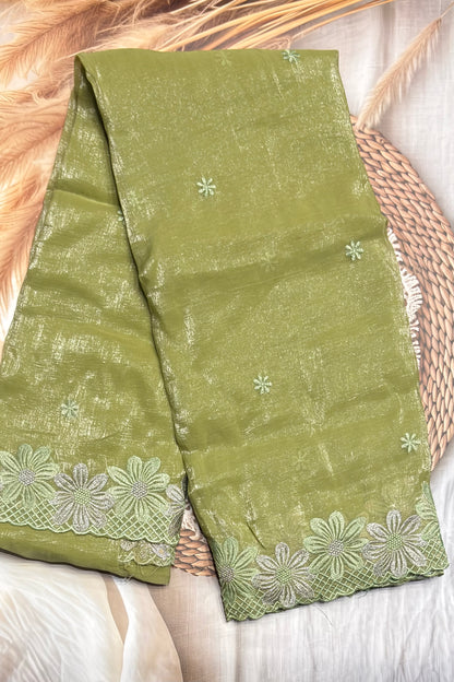 Cutwork Designer Saree| MCW04 |Apple Green