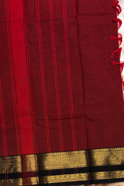 Meenakshi -Chettinad  Cotton | Maroon With Black| MCK04