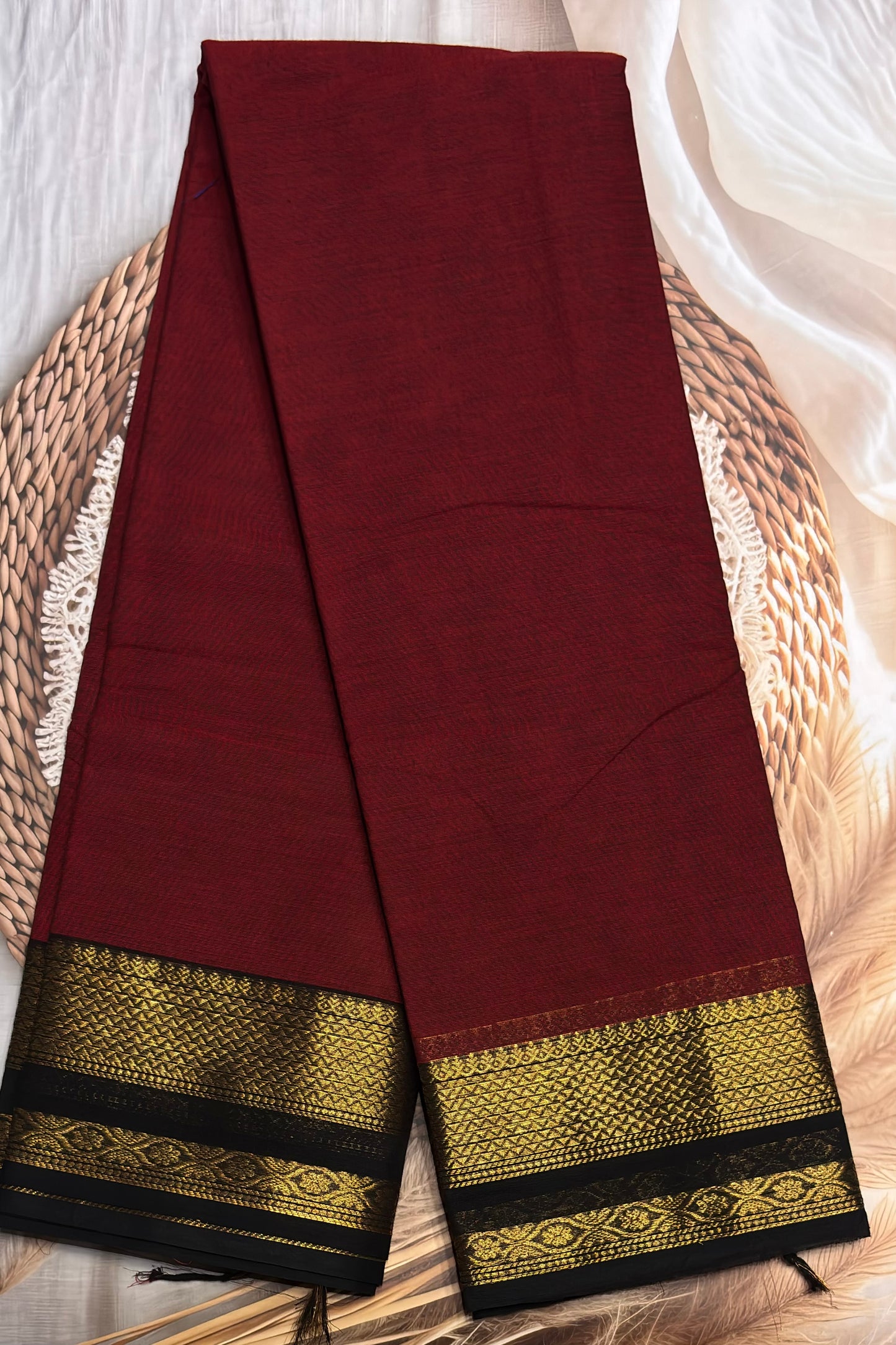 Meenakshi -Chettinad  Cotton | Maroon With Black| MCK04