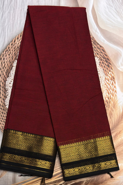Meenakshi -Chettinad  Cotton | Maroon With Black| MCK04