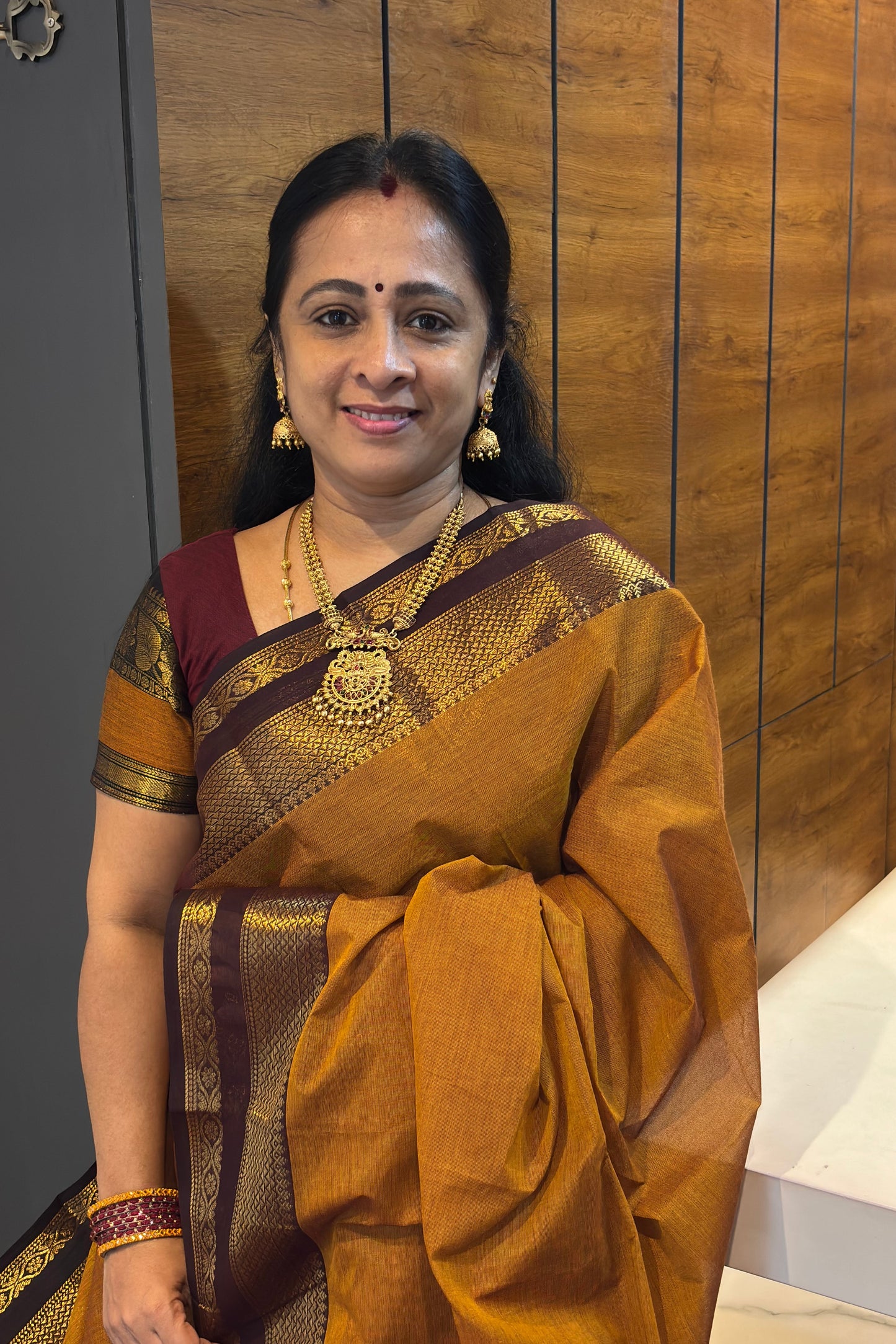 Meenakshi -Chettinad  Cotton |Mustard with Coffee| MCK03