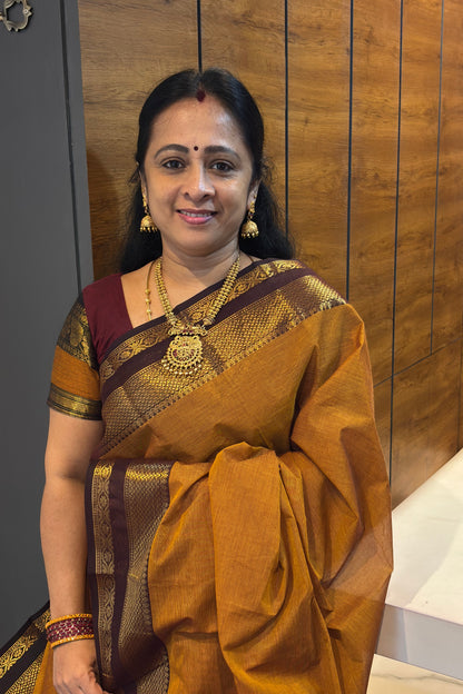 Meenakshi -Chettinad  Cotton |Mustard with Coffee| MCK03
