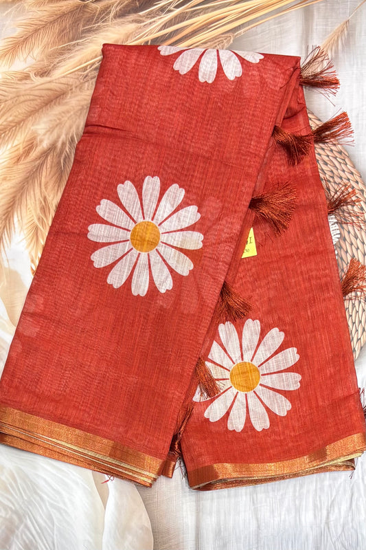 Premium Linen Cotton |Rust Orange | MBLC28