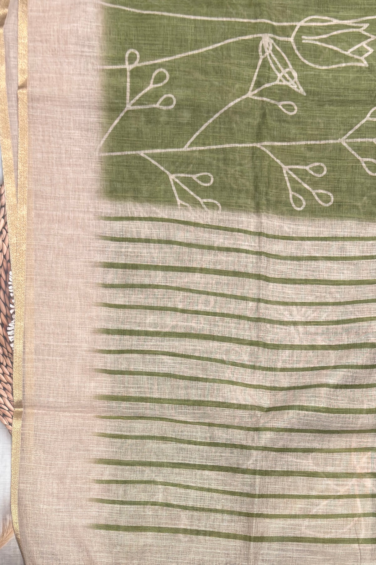 Premium Linen Cotton Saree - Open View