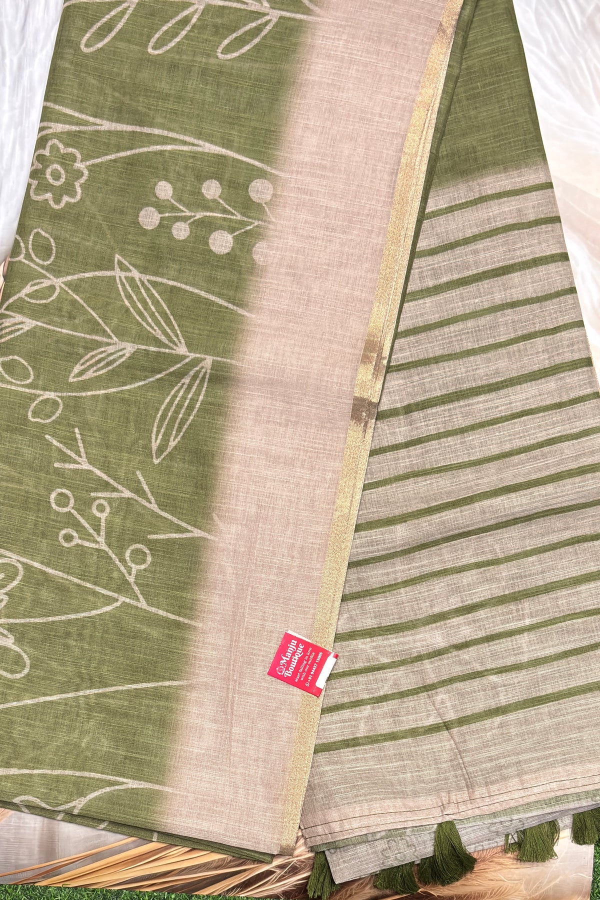 Premium Linen Cotton Saree - Model