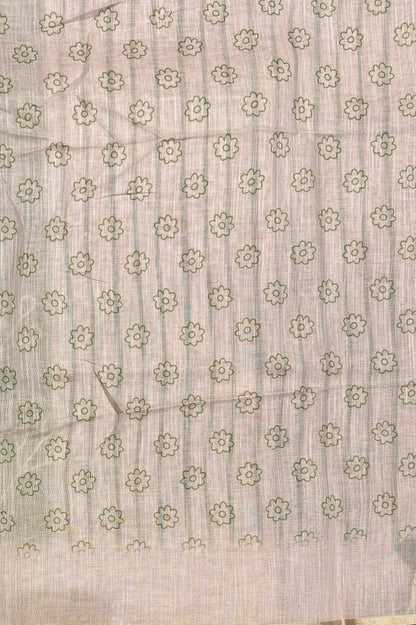 Premium Linen Cotton Saree - Pallu