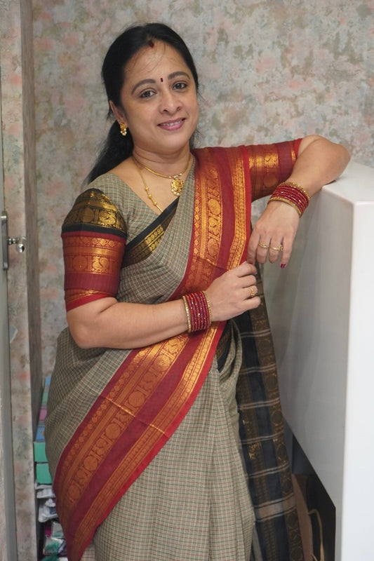 Meenakshi -Kanchi Cotton | Korvai Checks GJ | MCK01