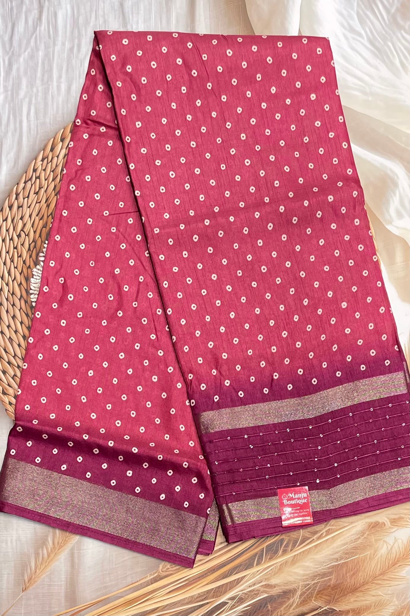 Premium Sequins Dola Silk Saree in Onion Pink  – Elegant, Lightweight, and Shimmering Design | Manju Boutique