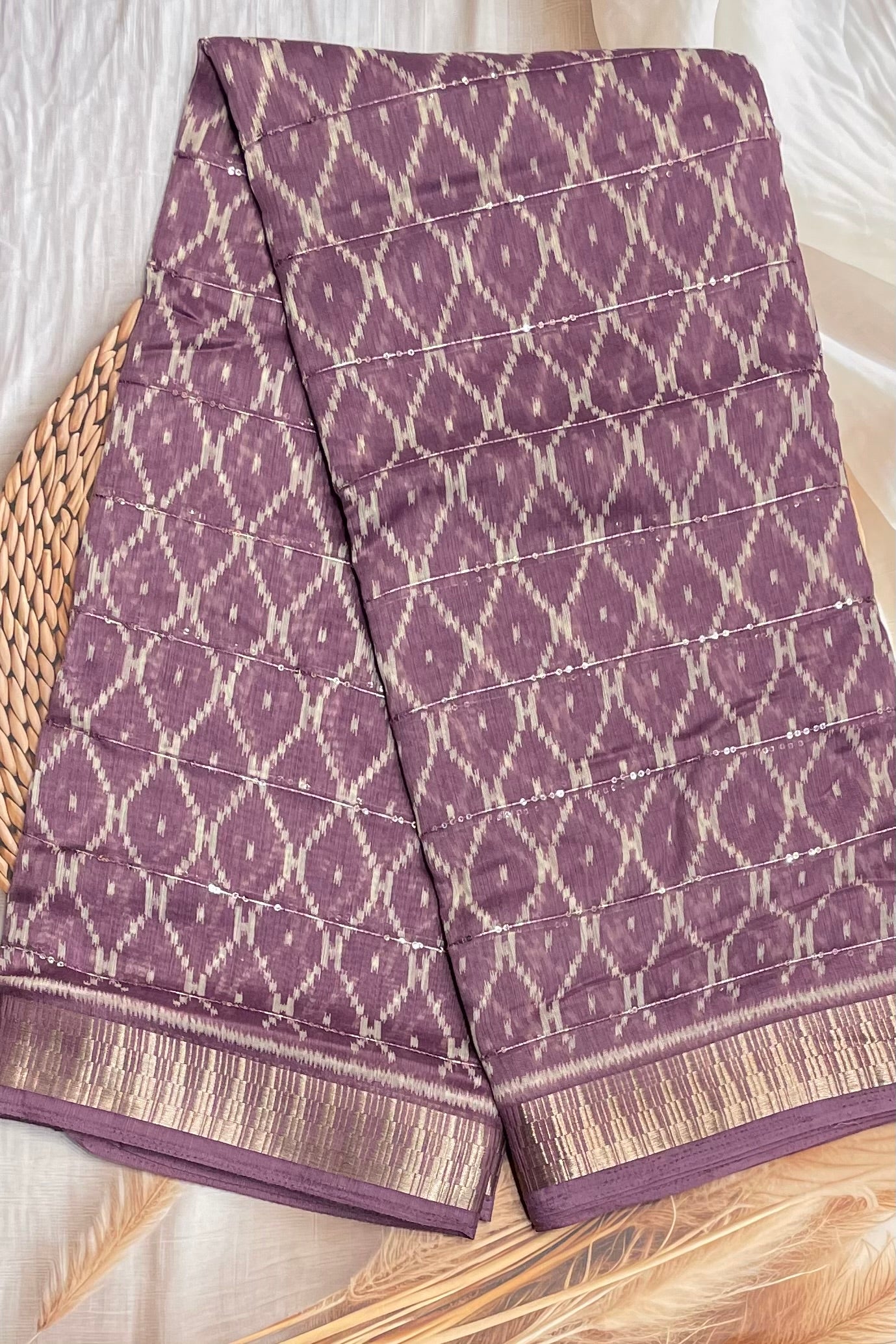 Soft Chanderi Cotton Saree with Subtle Sequins – Perfect for Daily Wear